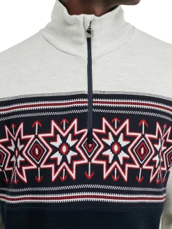 Dale of Norway Next-To-Skin^Tindefjell Basic Men's Merino Wool Basic Sweater Offwhite Navy Raspberry
