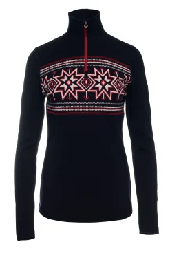 Dale of Norway Next-To-Skin^Tindefjell Basic Women's Merino Wool Basic Sweater Navy Raspberry Offwhite