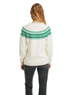 Dale of Norway Round Neck^Vagsoy Women's Wool Sweater Offwhite Brightgreen