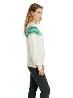Dale of Norway Round Neck^Vagsoy Women's Wool Sweater Offwhite Brightgreen