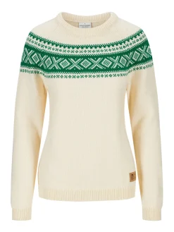 Dale of Norway Round Neck^Vagsoy Women's Wool Sweater Offwhite Brightgreen