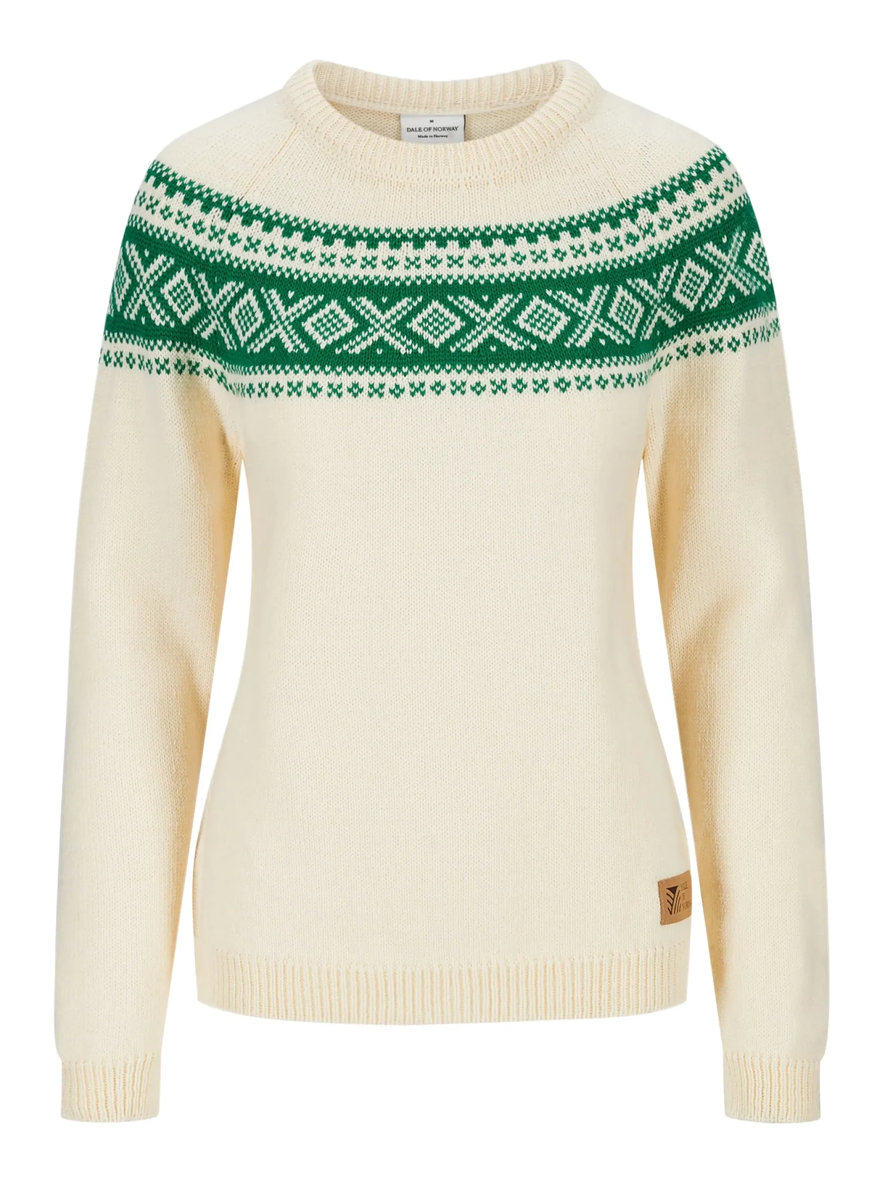 Dale of Norway Round Neck^Vagsoy Women's Wool Sweater Offwhite Brightgreen