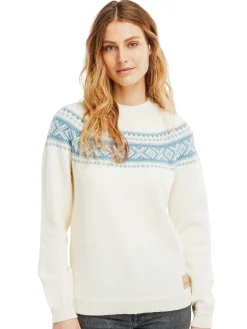 Dale of Norway Round Neck^Vagsoy Women's Wool Sweater Offwhite Blueshadow