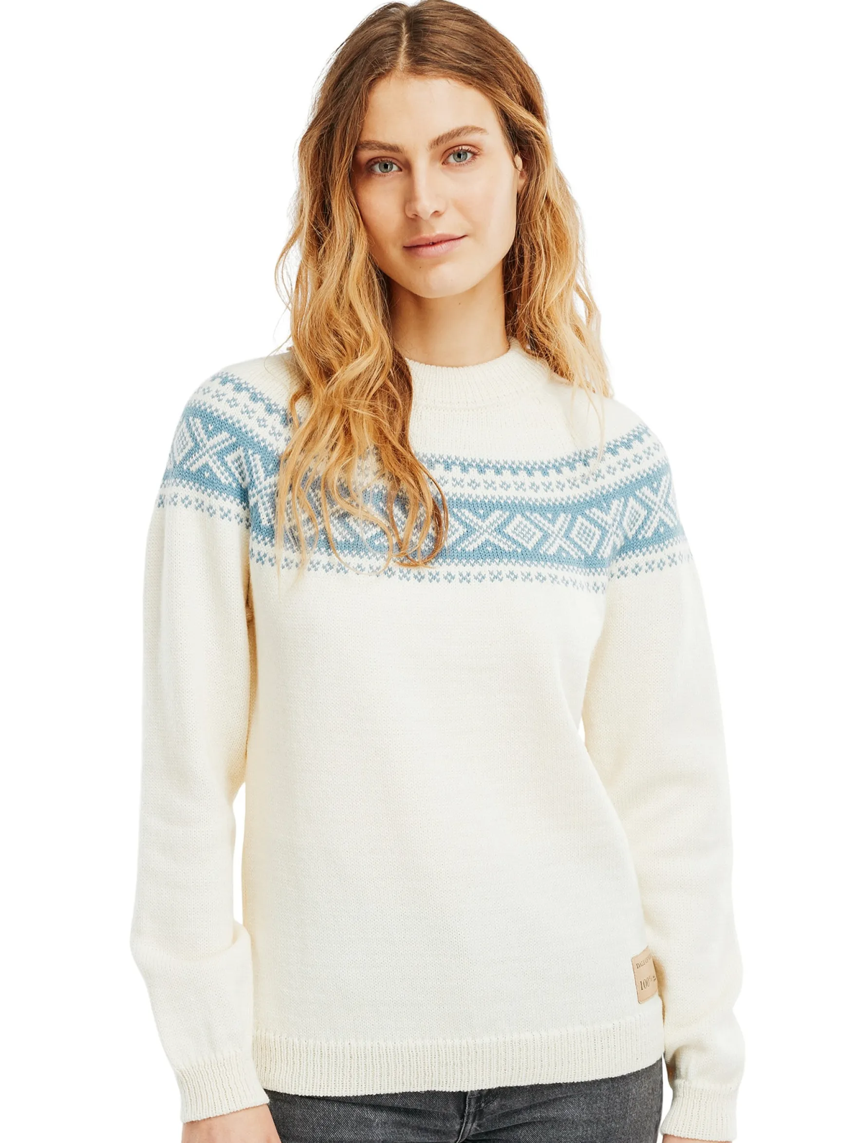 Dale of Norway Round Neck^Vagsoy Women's Wool Sweater Offwhite Blueshadow