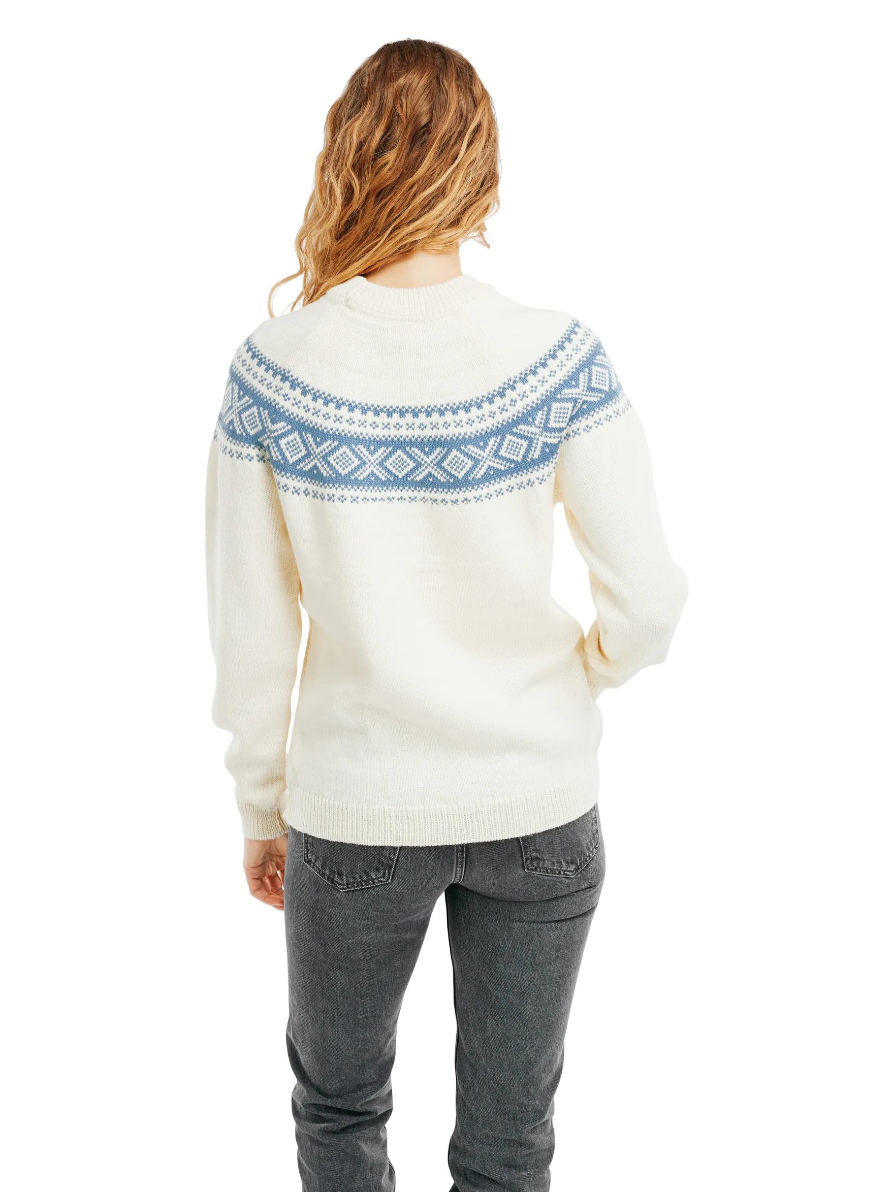 Dale of Norway Round Neck^Vagsoy Women's Wool Sweater Offwhite Blueshadow