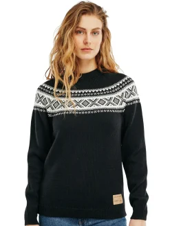 Dale of Norway Round Neck^Vagsoy Women's Wool Sweater Black Offwhite