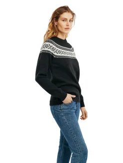 Dale of Norway Round Neck^Vagsoy Women's Wool Sweater Black Offwhite