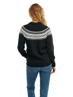 Dale of Norway Round Neck^Vagsoy Women's Wool Sweater Black Offwhite