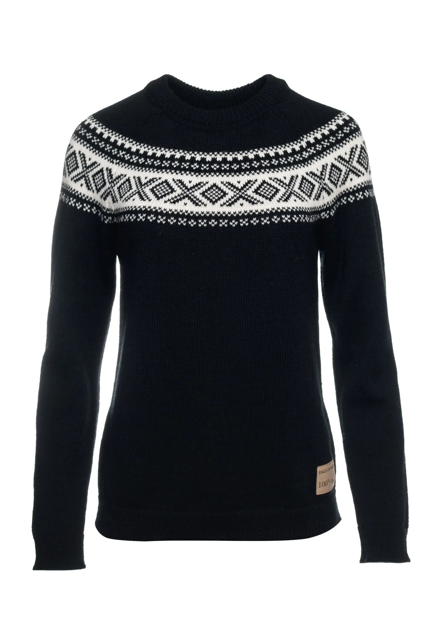 Dale of Norway Round Neck^Vagsoy Women's Wool Sweater Black Offwhite