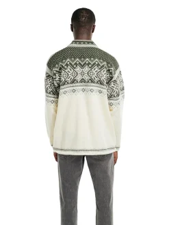 Dale of Norway Half-Zip^Vail Men's Sweater - Norwegian Wool Offwhite Dark Green Grey