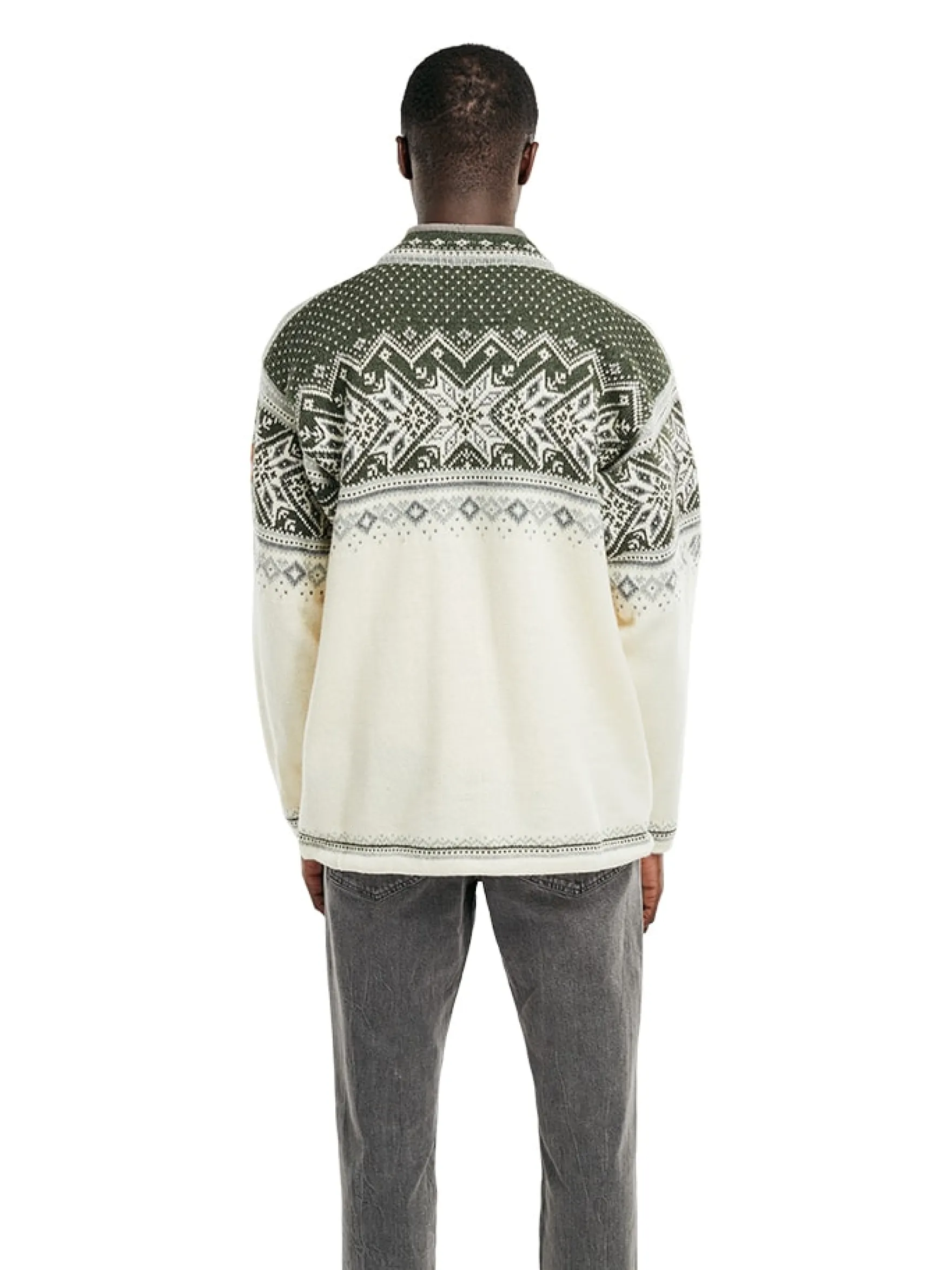 Dale of Norway Half-Zip^Vail Men's Sweater - Norwegian Wool Offwhite Dark Green Grey