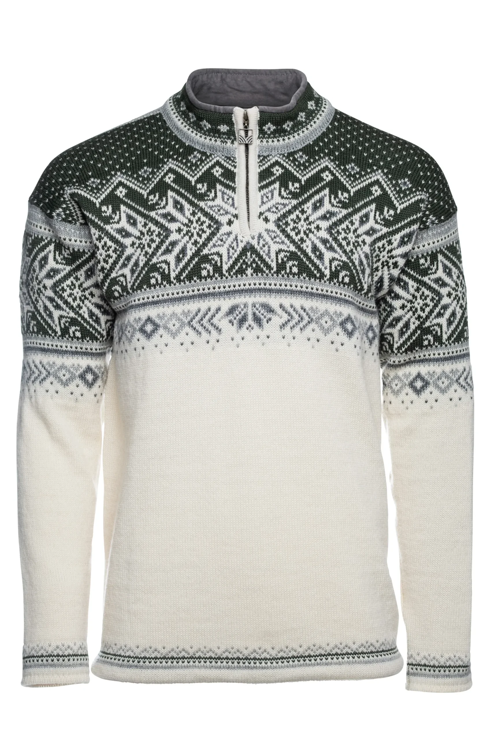 Dale of Norway Half-Zip^Vail Men's Sweater - Norwegian Wool Offwhite Dark Green Grey
