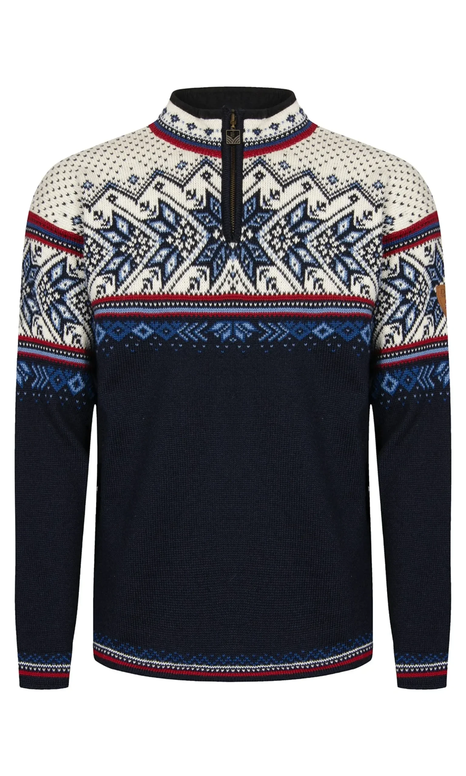 Dale of Norway Half-Zip^Vail Men's Sweater - Norwegian Wool Midnightnavy Redrose Offwhite