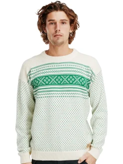 Dale of Norway Round Neck^Valloy Men's Wool Sweater Offwhite Brightgreen