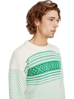 Dale of Norway Round Neck^Valloy Men's Wool Sweater Offwhite Brightgreen