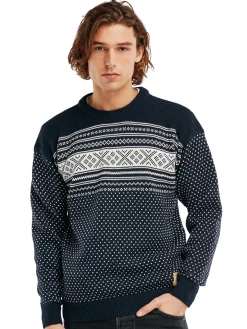 Dale of Norway Round Neck^Valloy Men's Wool Sweater Navy Offwhite