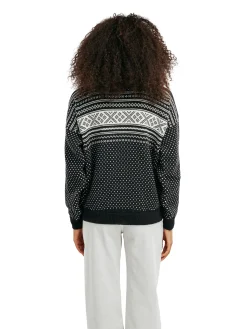 Dale of Norway Turtle-Neck^Valloy Women's Wool Sweater Black Offwhite