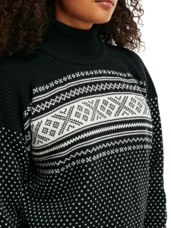 Dale of Norway Turtle-Neck^Valloy Women's Wool Sweater Black Offwhite