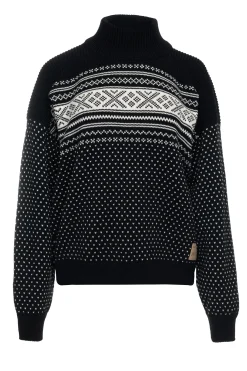 Dale of Norway Turtle-Neck^Valloy Women's Wool Sweater Black Offwhite