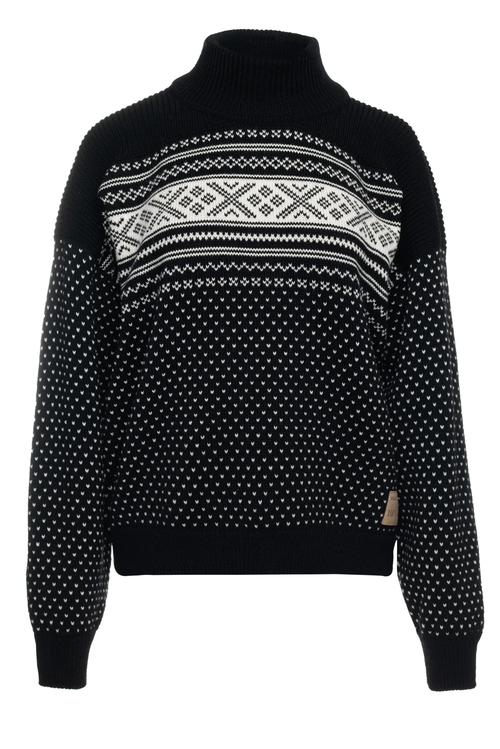 Dale of Norway Turtle-Neck^Valloy Women's Wool Sweater Black Offwhite