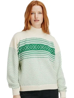 Dale of Norway Turtle-Neck^Valloy Women's Wool Sweater Offwhite Brightgreen