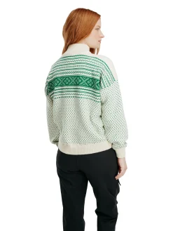 Dale of Norway Turtle-Neck^Valloy Women's Wool Sweater Offwhite Brightgreen