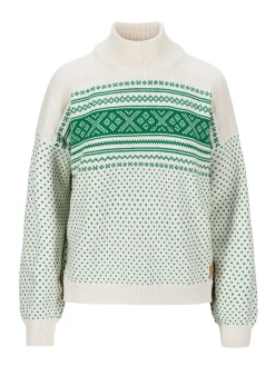 Dale of Norway Turtle-Neck^Valloy Women's Wool Sweater Offwhite Brightgreen