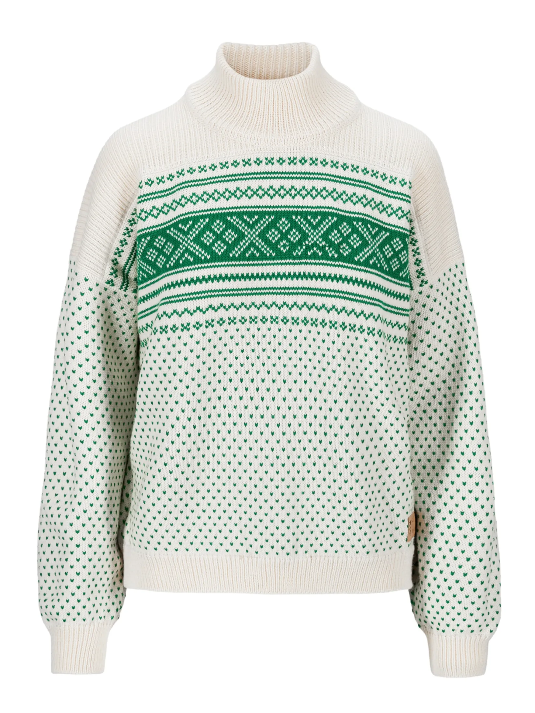 Dale of Norway Turtle-Neck^Valloy Women's Wool Sweater Offwhite Brightgreen