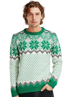 Dale of Norway Round Neck^Vegard Men's Knit Sweater Brightgreen Offwhite