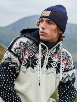 Dale of Norway Weatherproof^Vegard Weatherproof Men's Hoodie - Norwegian Wool Offwhite Black Redrose