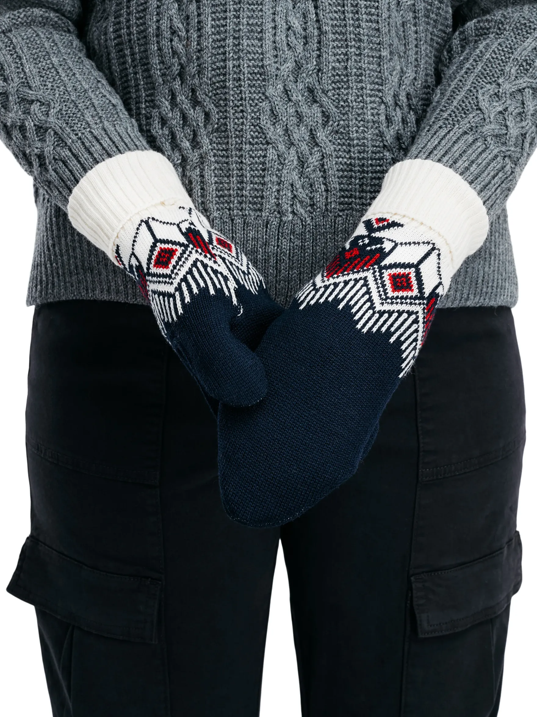 Dale of Norway Mittens^Vilja Unisex Merino Wool Mittens Navy Offwhite Raspberry