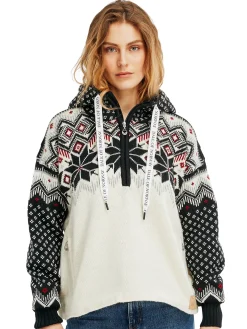 Dale of Norway Weatherproof^Vilja Weatherproof Women's Hoodie - Norwegian Wool Offwhite Black Redrose