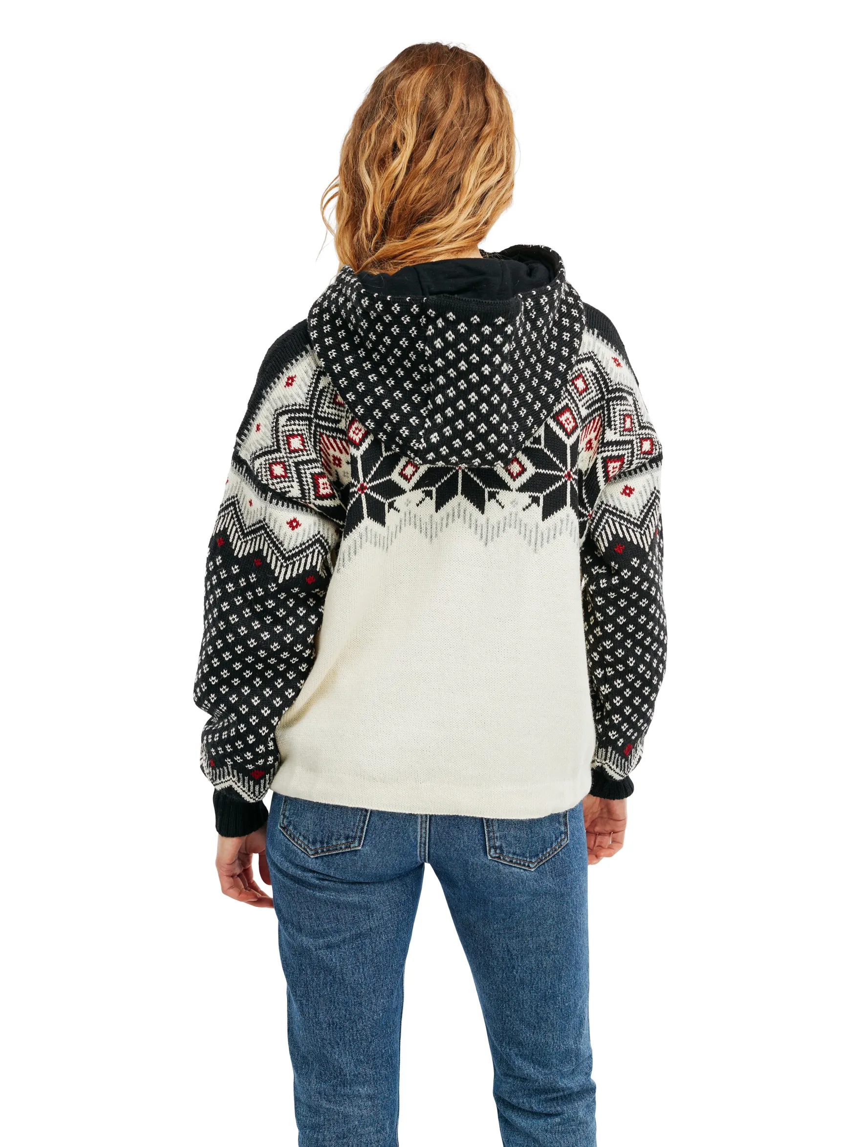 Dale of Norway Weatherproof^Vilja Weatherproof Women's Hoodie - Norwegian Wool Offwhite Black Redrose