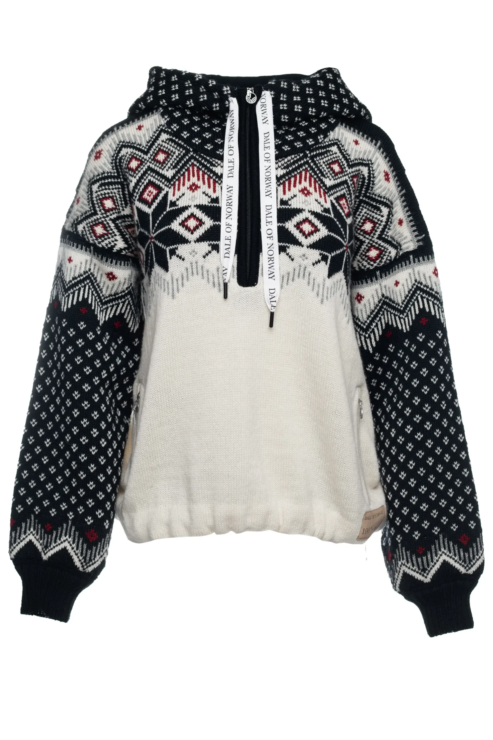 Dale of Norway Weatherproof^Vilja Weatherproof Women's Hoodie - Norwegian Wool Offwhite Black Redrose