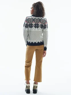 Dale of Norway Round Neck^Vilja Women's Knit Sweater Black Offwhite Metal Redrose