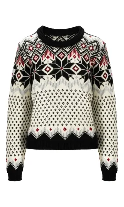 Dale of Norway Round Neck^Vilja Women's Knit Sweater Black Offwhite Metal Redrose