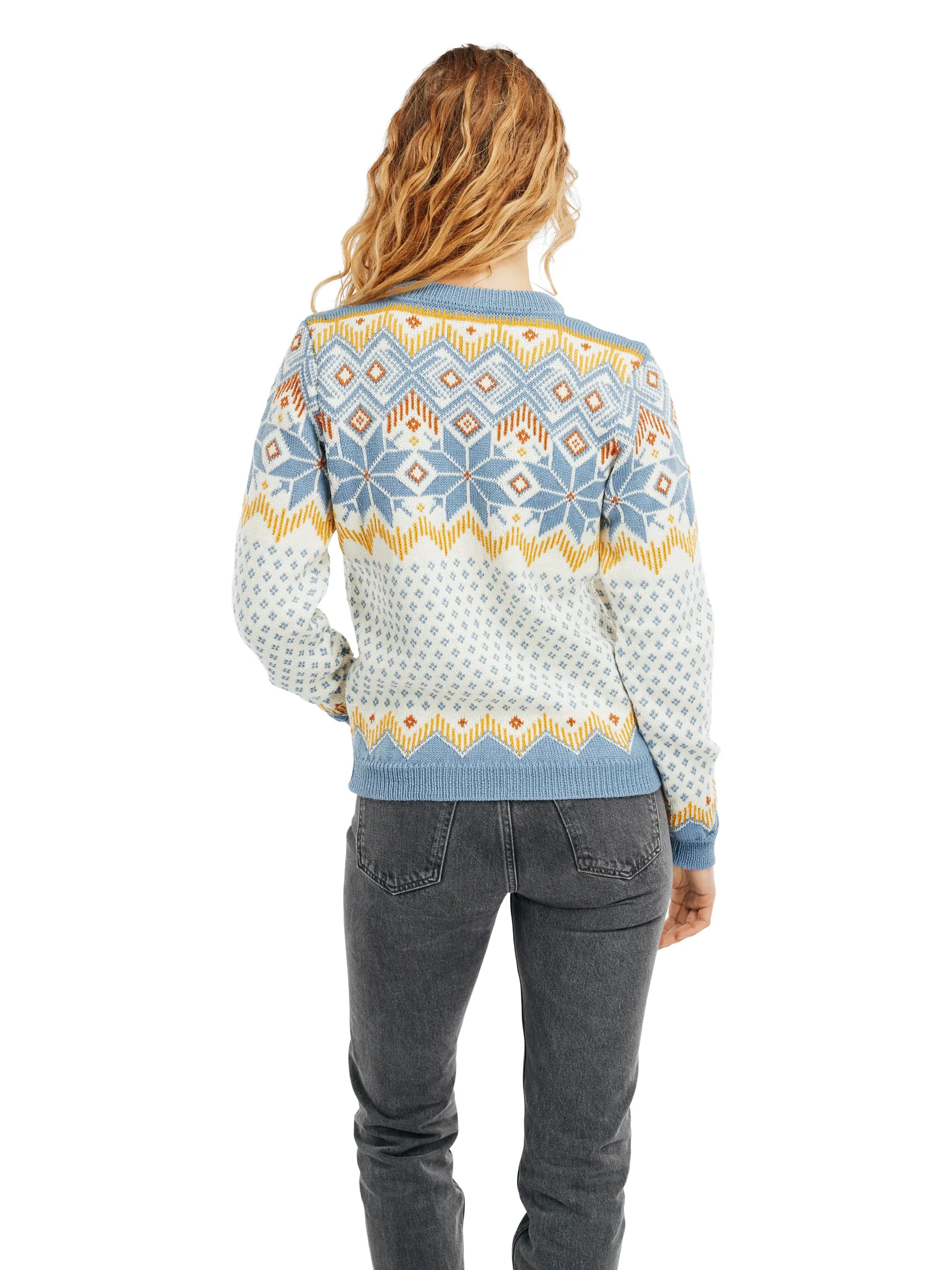 Dale of Norway Round Neck^Vilja Women's Knit Sweater Offwhite Blueshadow Mustard