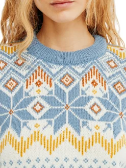 Dale of Norway Round Neck^Vilja Women's Knit Sweater Offwhite Blueshadow Mustard