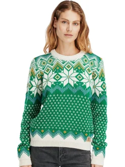 Dale of Norway Round Neck^Vilja Women's Knit Sweater Brightgreen Offwhite
