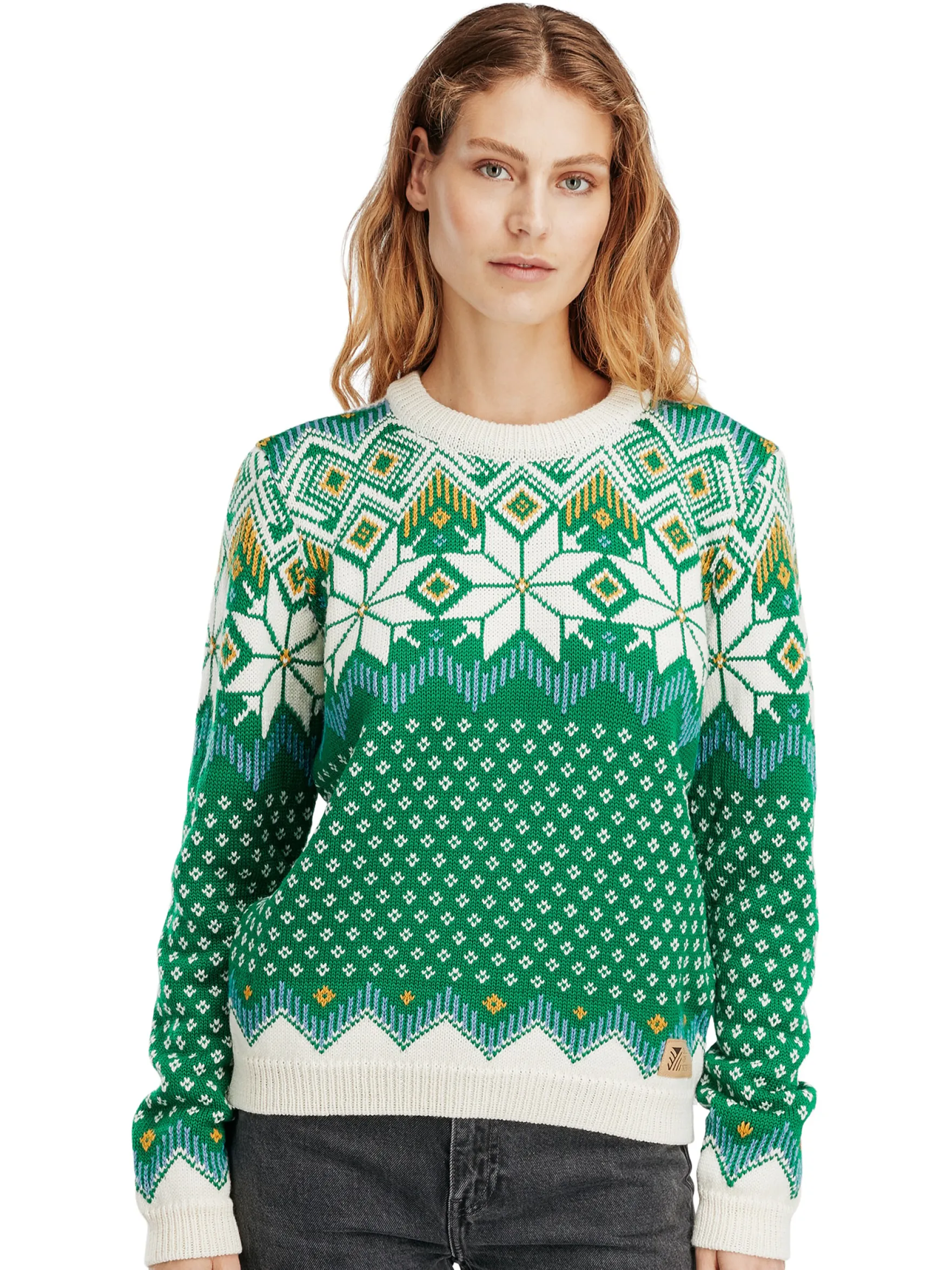 Dale of Norway Round Neck^Vilja Women's Knit Sweater Brightgreen Offwhite