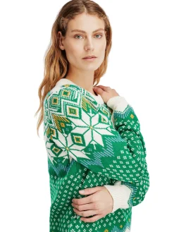Dale of Norway Round Neck^Vilja Women's Knit Sweater Brightgreen Offwhite