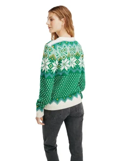 Dale of Norway Round Neck^Vilja Women's Knit Sweater Brightgreen Offwhite