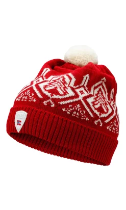 Dale of Norway Hat^Winterland Kids' Merino Wool Hat Raspberry Offwhite Redrose