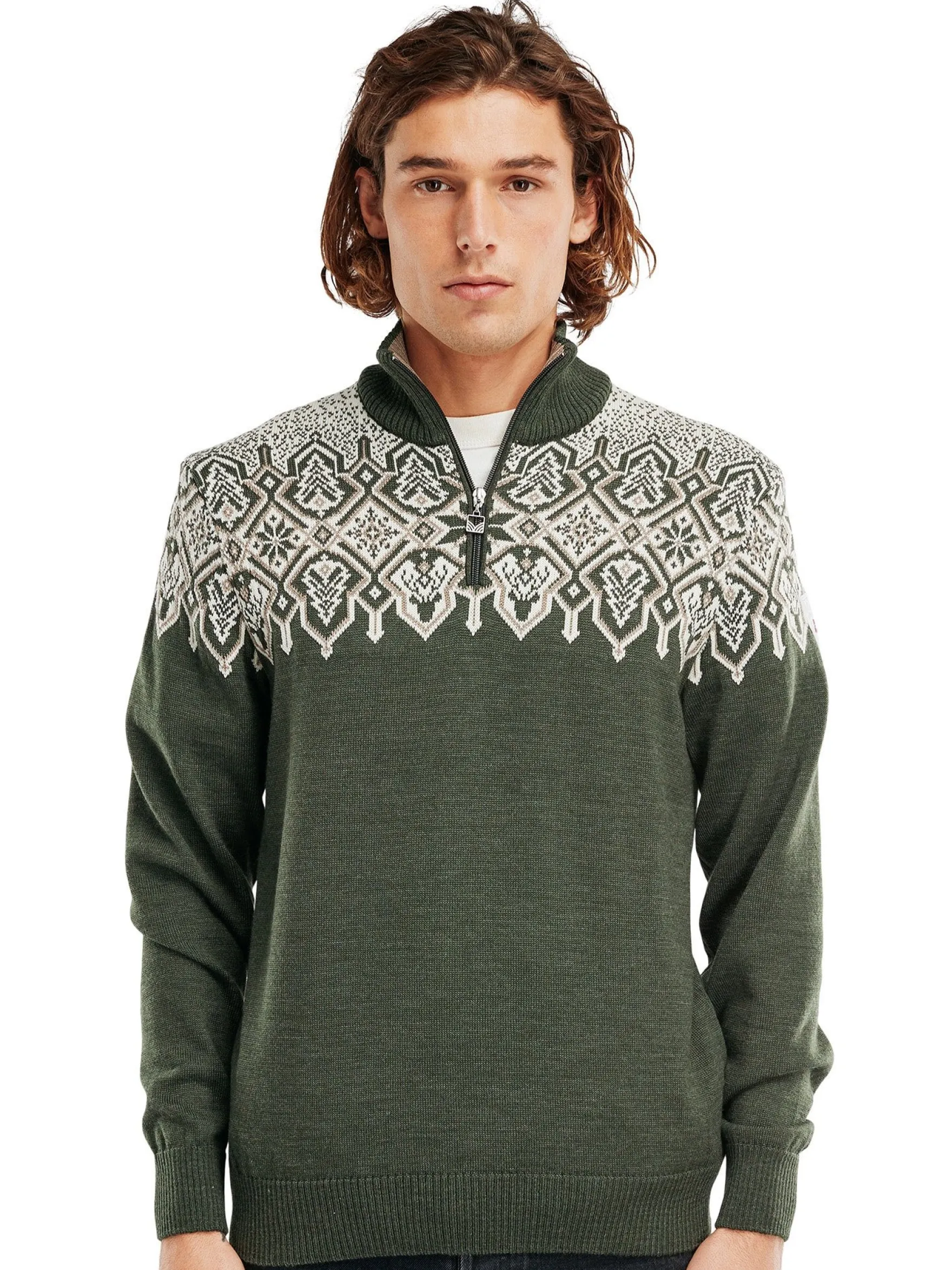 Dale of Norway Half-Zip^Winterland Men's Merino Wool Sweater Dark Green