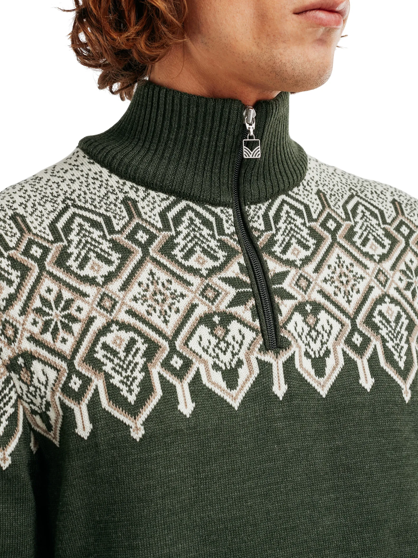 Dale of Norway Half-Zip^Winterland Men's Merino Wool Sweater Dark Green