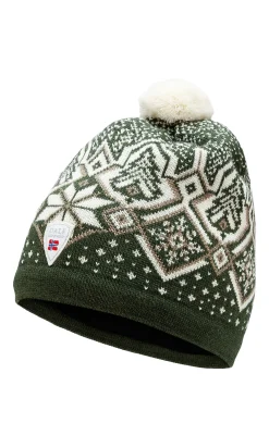 Dale of Norway Hats^Winterland Unisex Merino Wool Hat Darkgreen Offwhite Sand