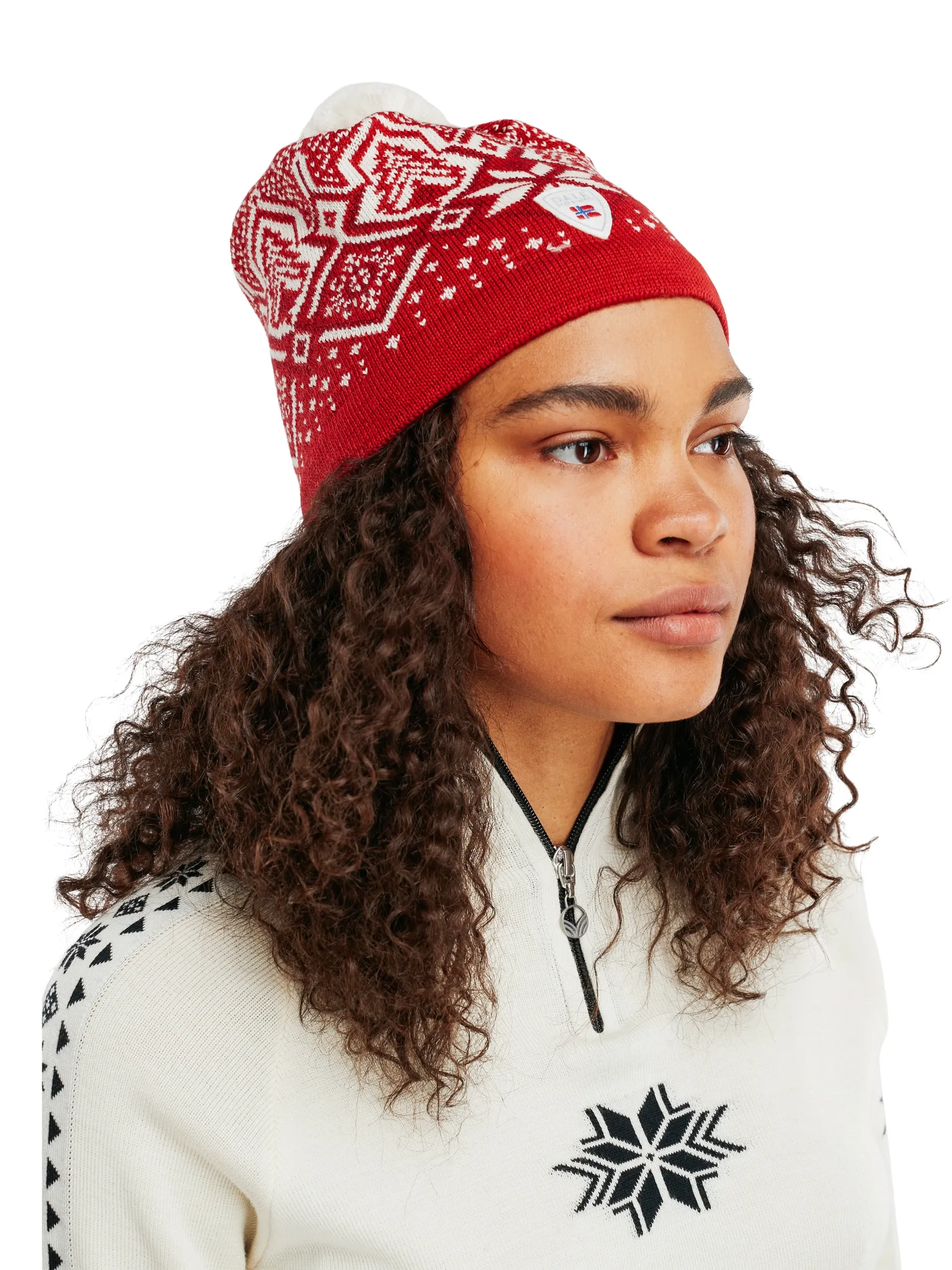 Dale of Norway Hats^Winterland Unisex Merino Wool Hat Raspberry Offwhite Redrose
