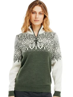 Dale of Norway Half-Zip^Winterland Women's Merino Wool Sweater Dark Green