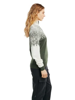 Dale of Norway Half-Zip^Winterland Women's Merino Wool Sweater Dark Green