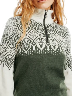 Dale of Norway Half-Zip^Winterland Women's Merino Wool Sweater Dark Green